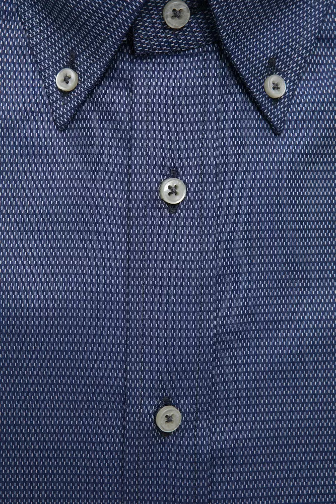 Robert Friedman Elegantes blaues Button-Down-Hemd aus Baumwolle