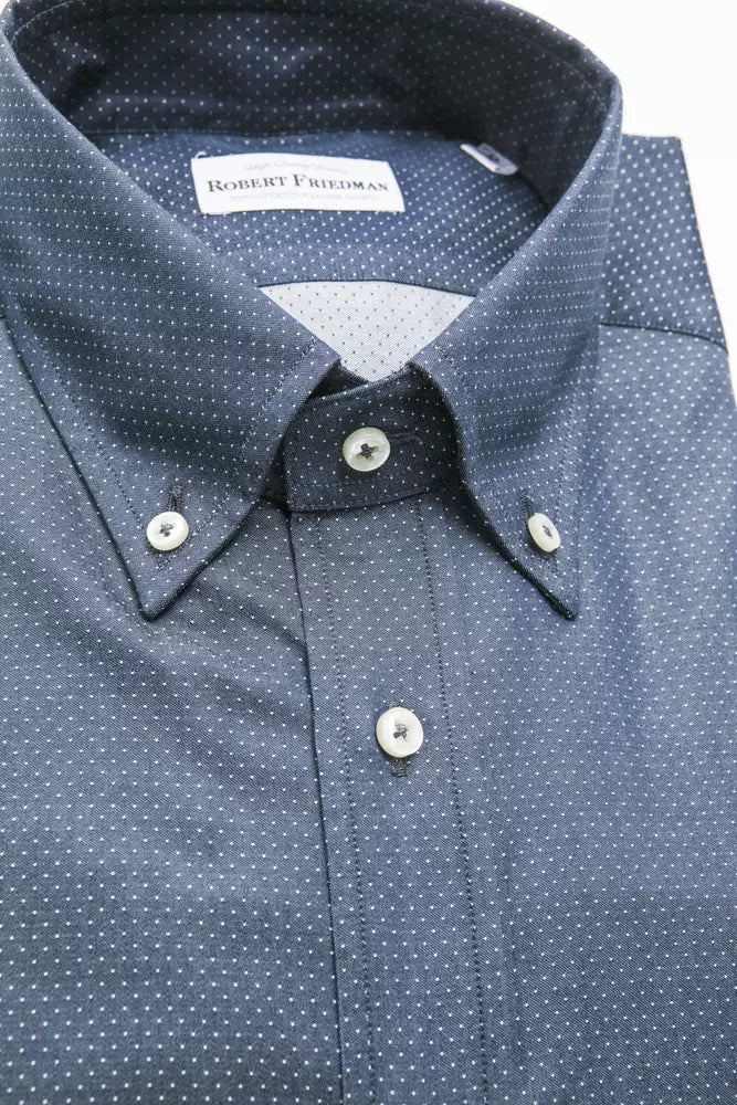 Klassisches blaues Button-Down-Hemd aus Baumwolle von Robert Friedman