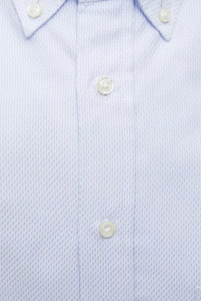 Robert Friedman Elegant Light Blue Cotton Shirt para sa Mga Lalaki