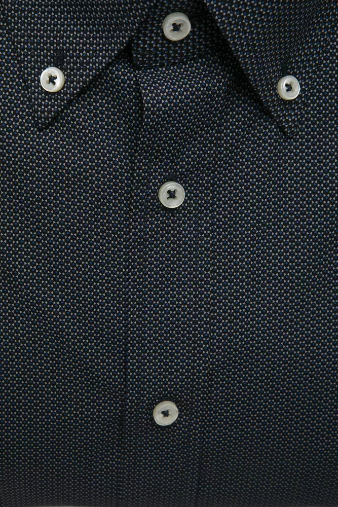 Robert Friedman Elegantes Button-Down-Hemd aus schwarzer Baumwolle