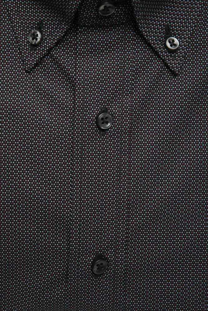 Robert Friedman Elegantes Button-Down-Hemd aus schwarzer Baumwolle