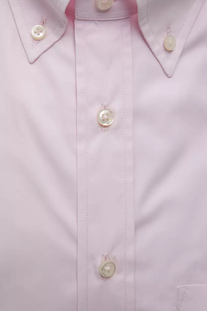 Robert Friedman Elegantes Button-Down-Hemd aus rosa Baumwolle