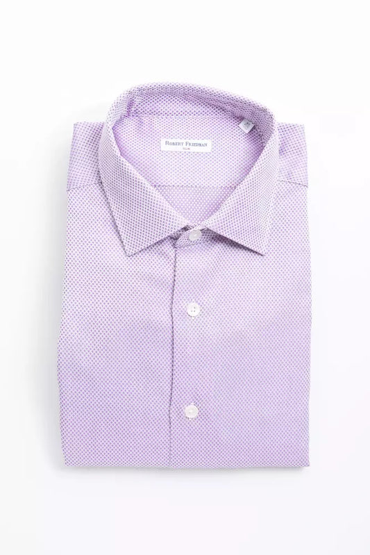 Robert Friedman Chic Pink Cotton Slim Collar Shirt para sa Mga Lalaki