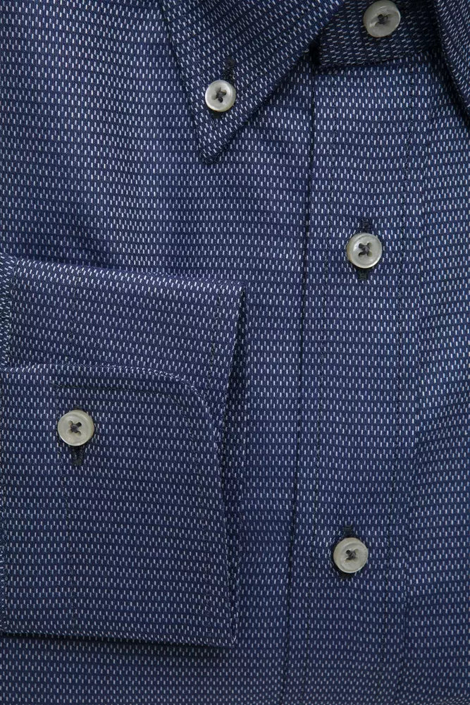 Robert Friedman Elegantes blaues Button-Down-Hemd aus Baumwolle