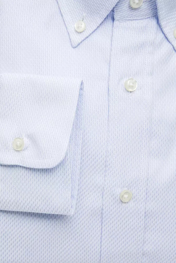 Robert Friedman Elegant Light Blue Cotton Shirt para sa Mga Lalaki