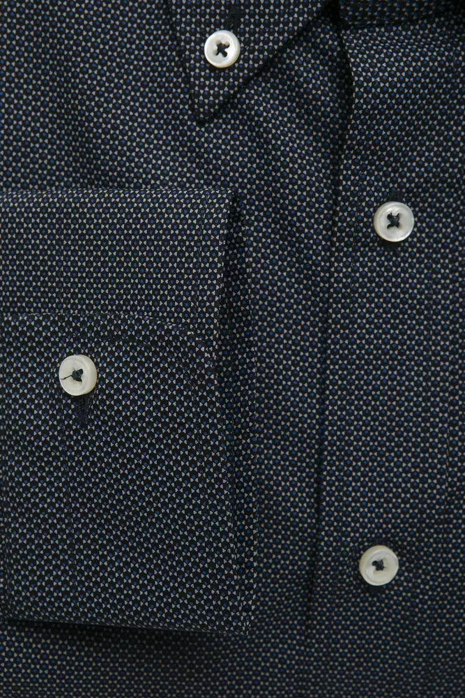 Robert Friedman Elegantes Button-Down-Hemd aus schwarzer Baumwolle