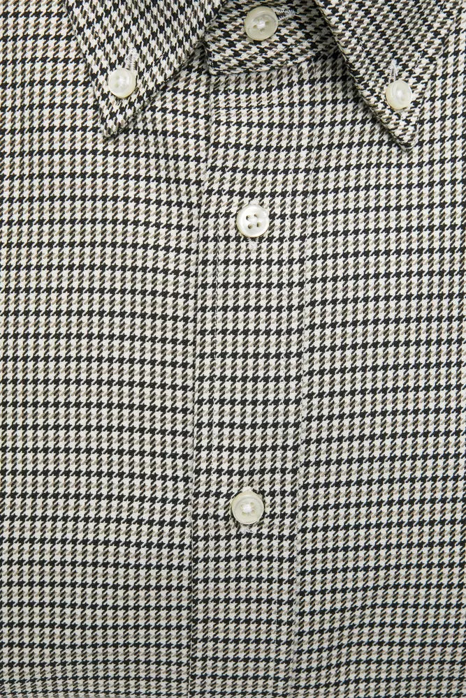 Robert Friedman Beige Baumwoll-Button-Down-Herrenhemd