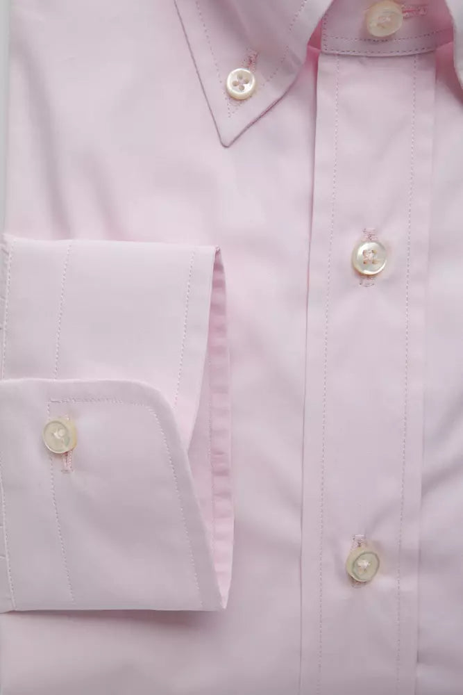 Robert Friedman Elegantes Button-Down-Hemd aus rosa Baumwolle