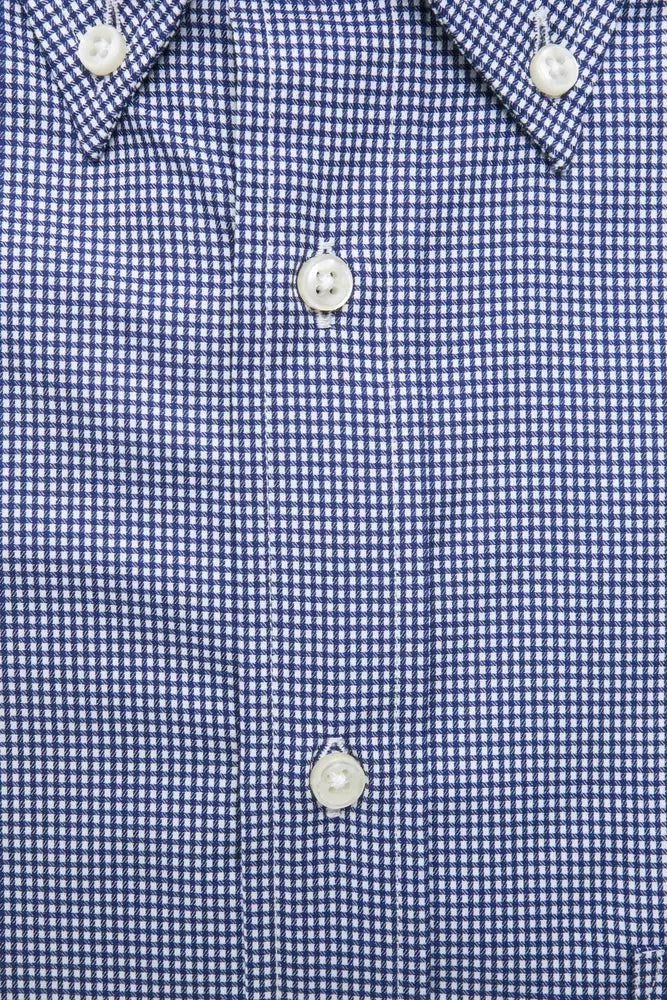 Robert Friedman Elegantes blaues Button-Down-Hemd aus Baumwolle