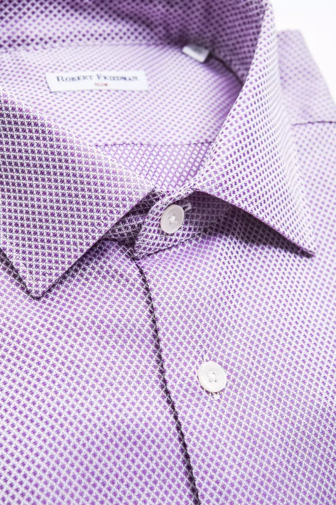 Robert Friedman Chic Pink Cotton Slim Collar Shirt para sa Mga Lalaki