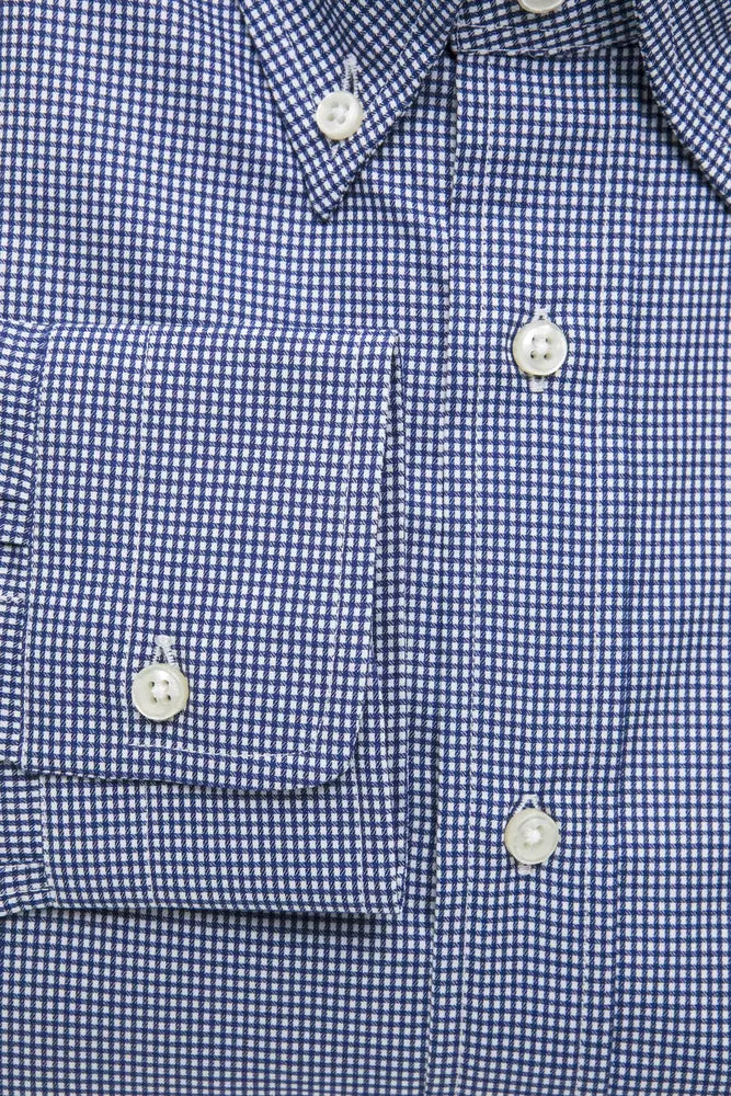 Robert Friedman Elegantes blaues Button-Down-Hemd aus Baumwolle