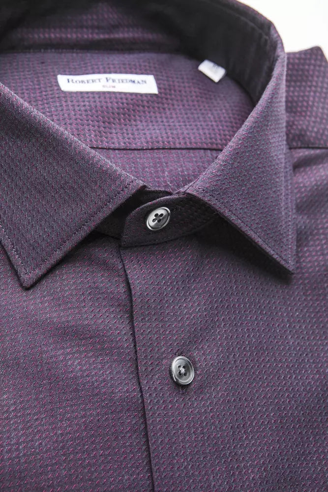 Robert Friedman Burgundy Medium Slim Collar Shirt para sa Mga Lalaki