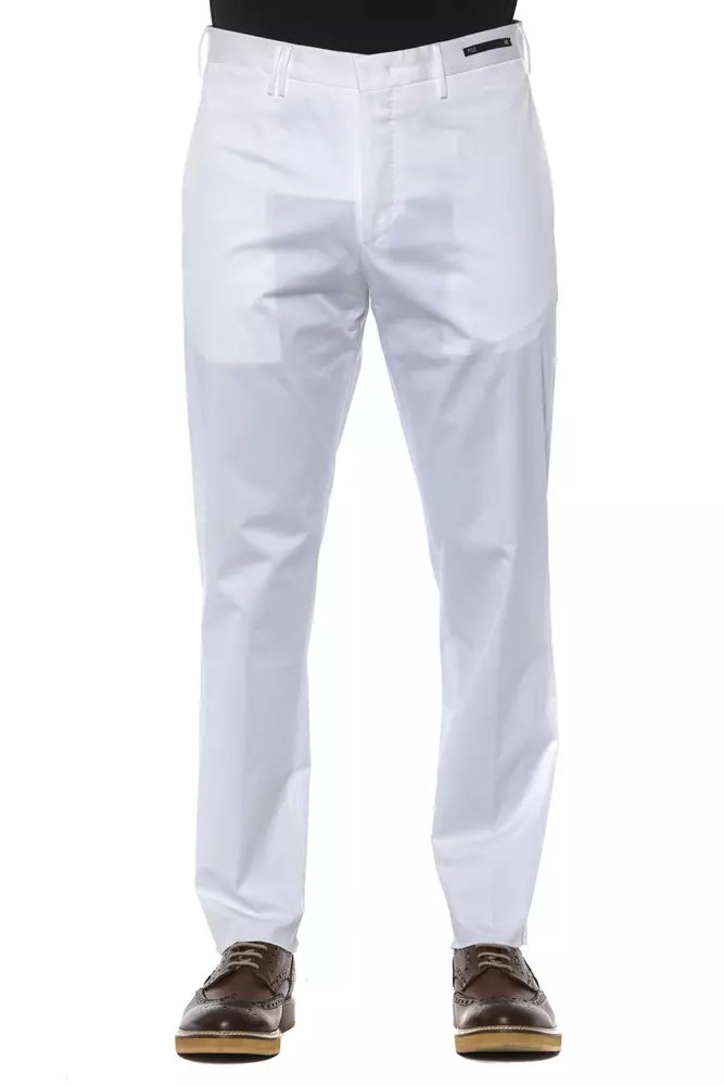 PT Torino Elegant White Cotton Blend Pantalon