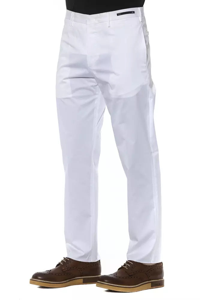 PT Torino Elegant White Cotton Blend Pantalon