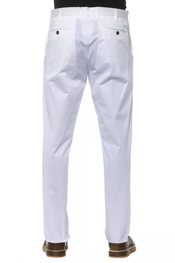 PT Torino Elegant White Cotton Blend Pantalon