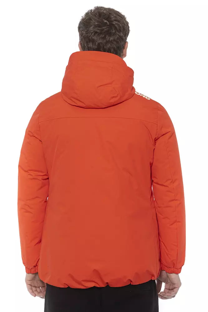 Tond Chic Red Water-Repellent Hooded Jacket na may Zip Pockets