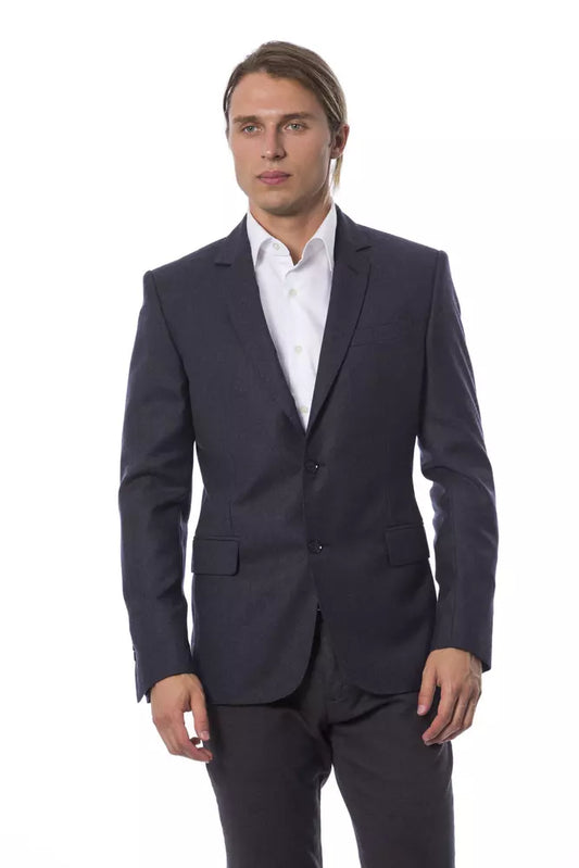 Verri Eleganter einreihiger Blazer aus blauer Wolle