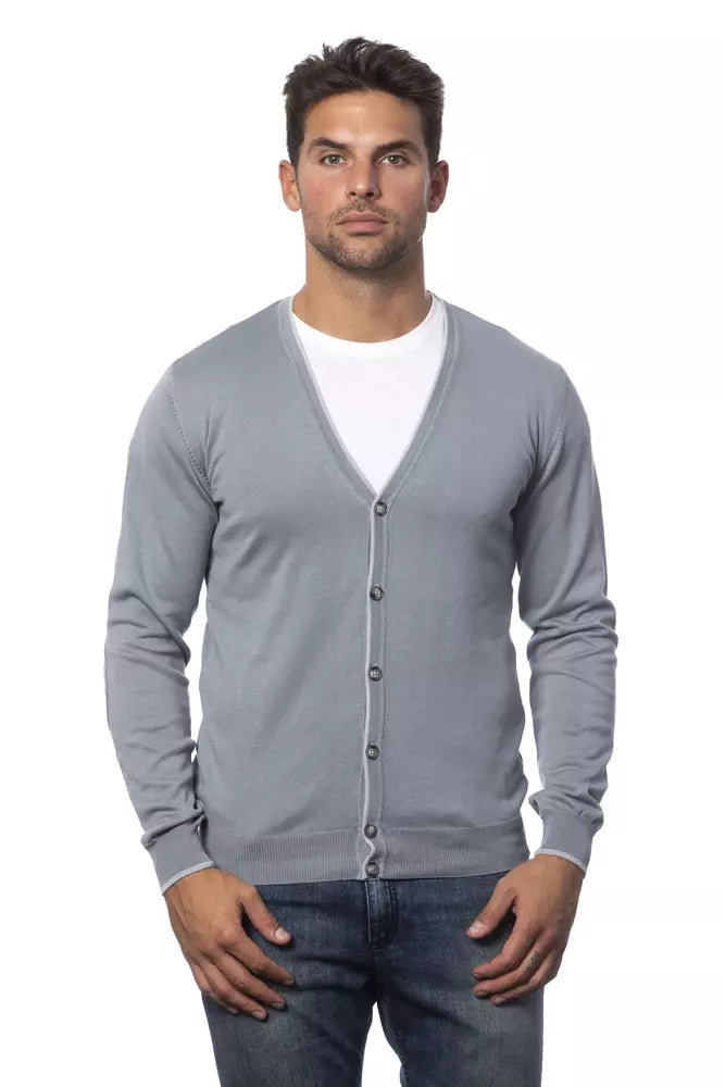 Verri Elegant Gray Cotton Cardigan para sa Mga Lalaki