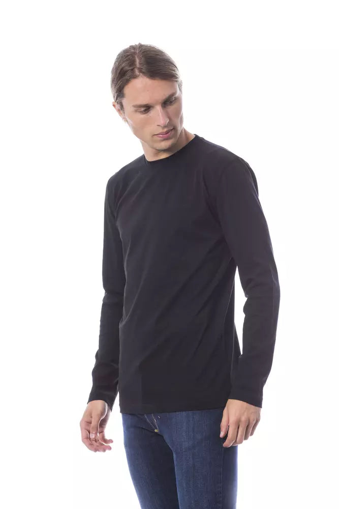 Verri Sleek schwarzes Langarm-Baumwoll-T-Shirt