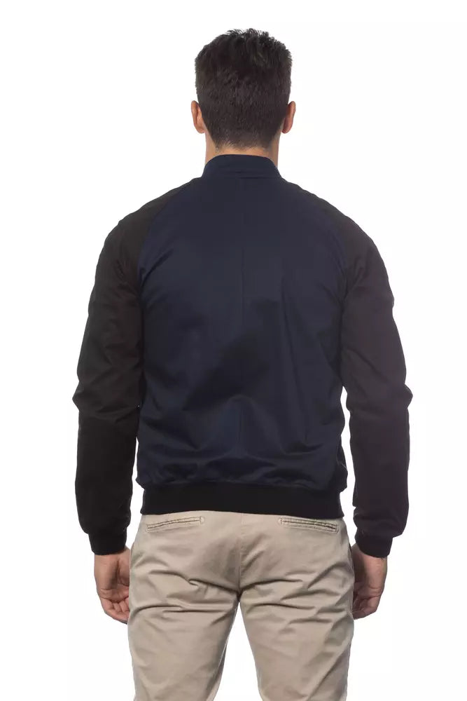 Verri Sleek Blue Cotton Bomber Jacket para sa Mga Lalaki