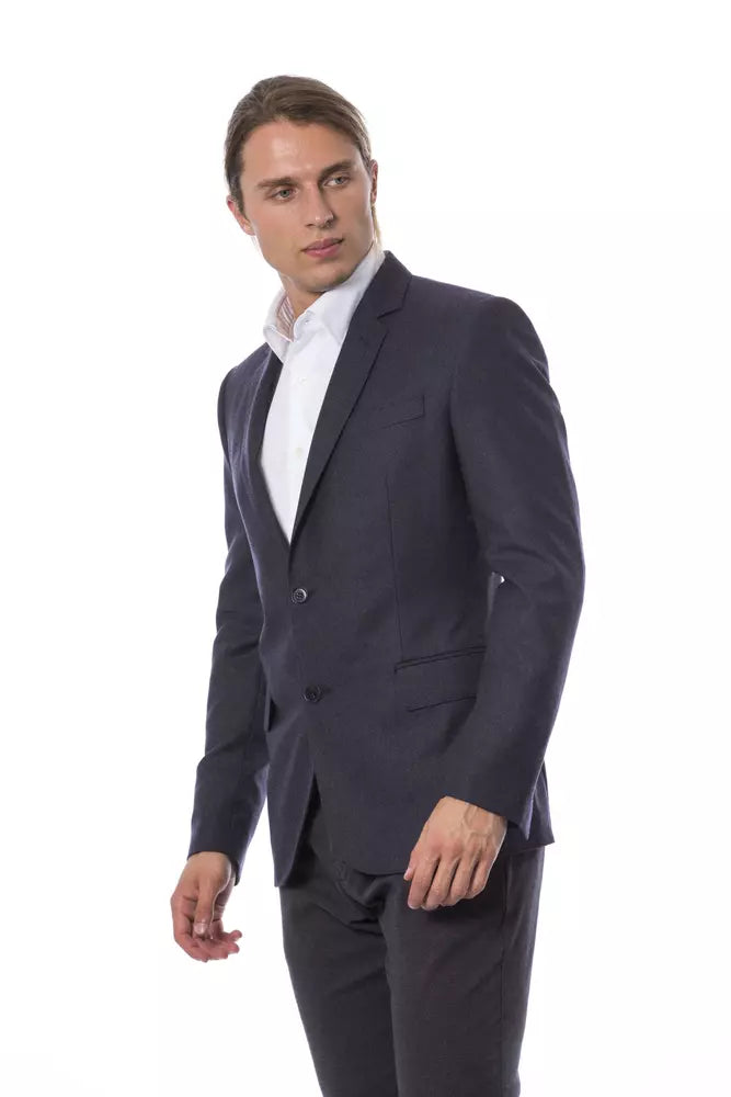 Verri Eleganter einreihiger Blazer aus blauer Wolle