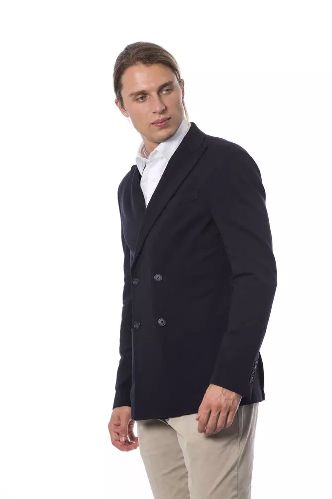 Verri Sleek Blue Double Breasted Blazer para sa Mga Lalaki