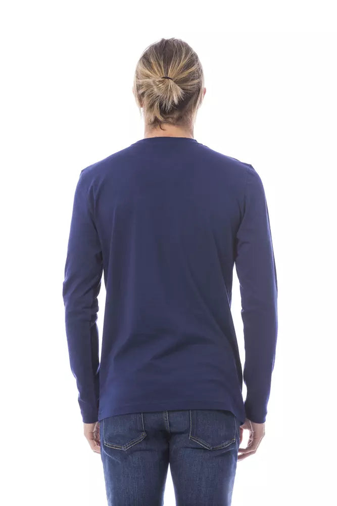 Verri Elegantes langärmliges Baumwoll-T-Shirt in Blau