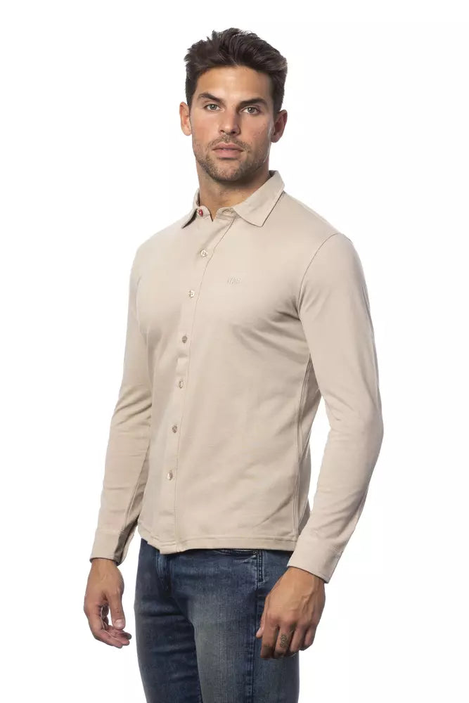 Verri Beige Regular Fit Cotton Shirt para sa Mga Lalaki