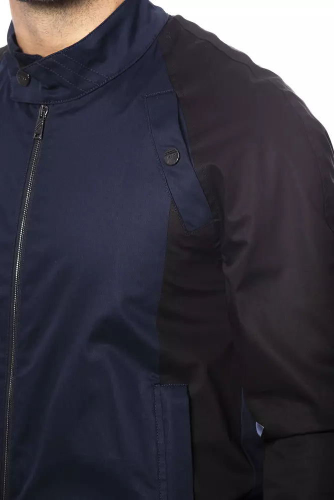 Verri Sleek Blue Cotton Bomber Jacket para sa Mga Lalaki