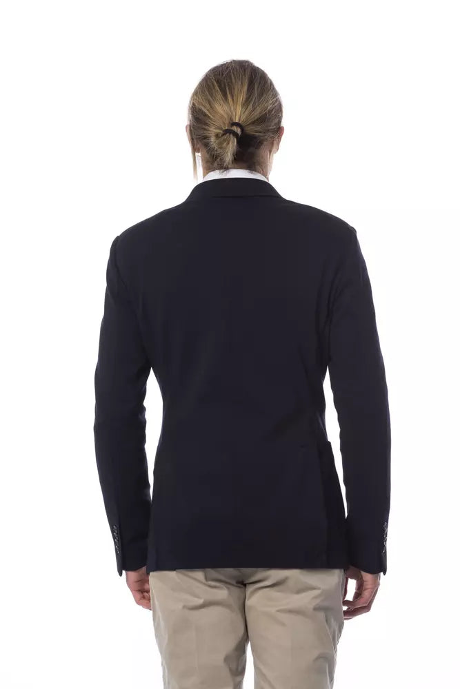 Verri Sleek Blue Double Breasted Blazer para sa Mga Lalaki