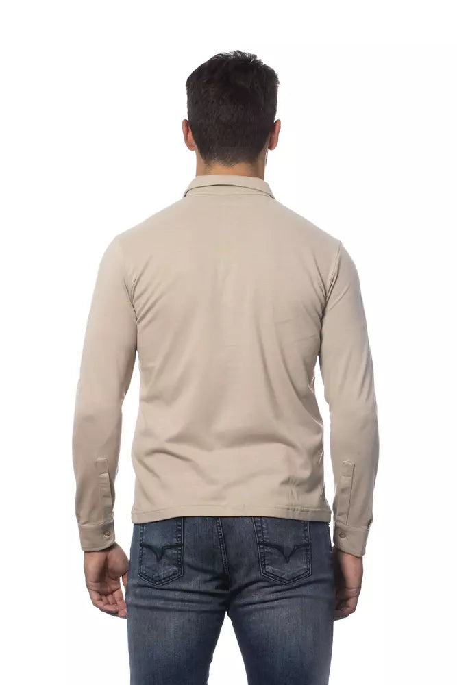 Verri Beige Regular Fit Cotton Shirt para sa Mga Lalaki