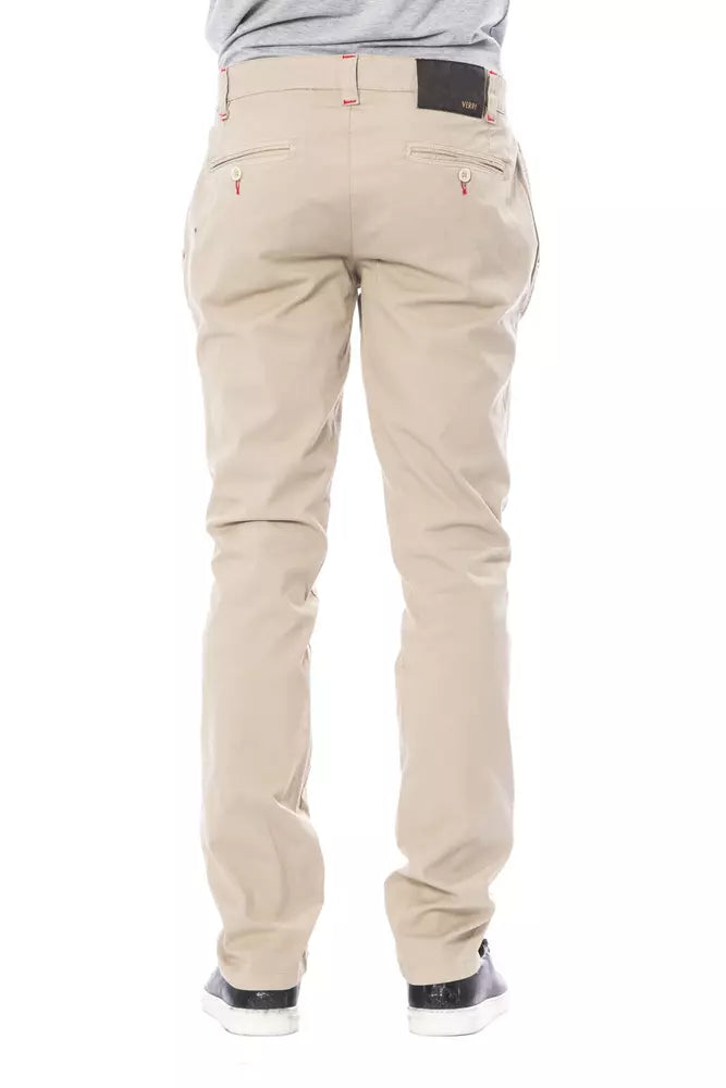 Verri Beige Baumwoll-Chinohose mit schmaler Passform