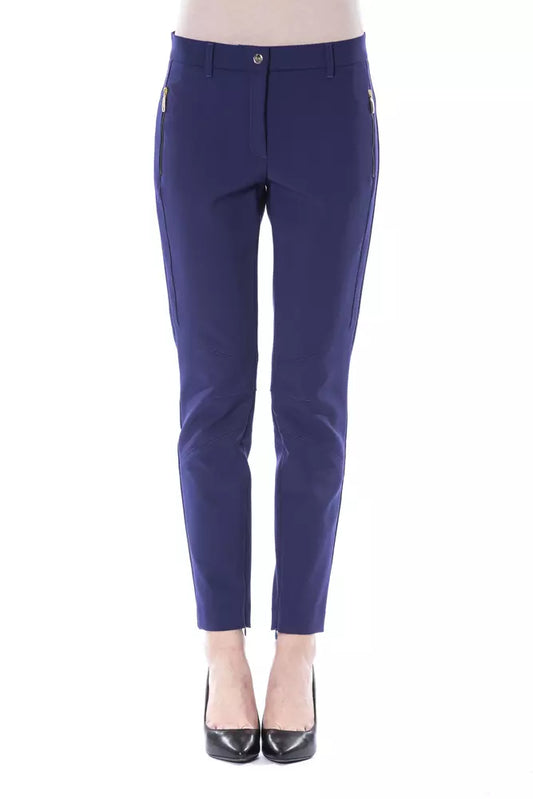 BYBLOS Schicke blaue Slim-Fit-Hose mit Reißverschlusstaschen