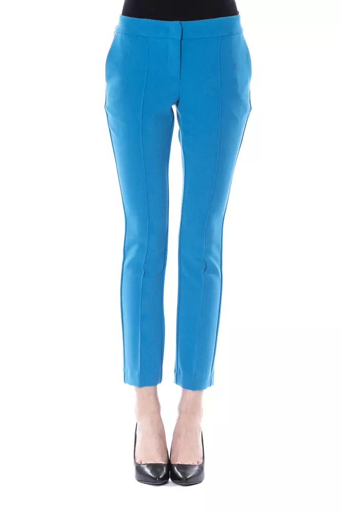 BYBLOS Chic Light Blue Skinny Pants na may Lateral Zip Closure