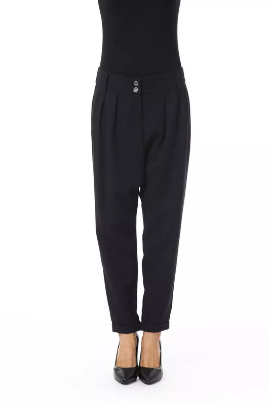 BYBLOS Elegant Oversized Black Trousers para sa Babae