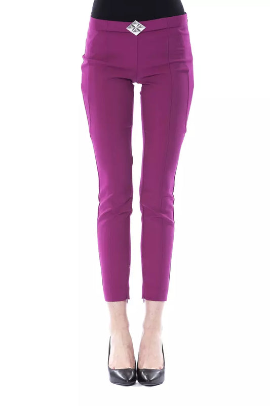 BYBLOS Elegant Purple Skinny Pants na may Lateral Zip Closure