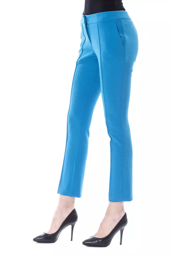 BYBLOS Chic Light Blue Skinny Pants na may Lateral Zip Closure