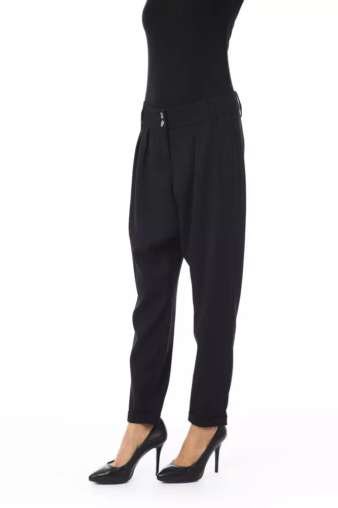 BYBLOS Elegant Oversized Black Trousers para sa Babae