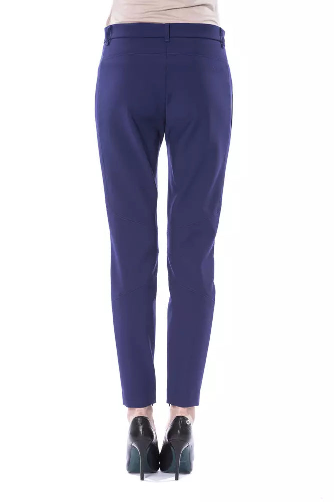 BYBLOS Chic Blue Slim Fit Pants na may Zip Pockets