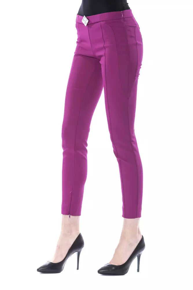 BYBLOS Elegante lila Skinny-Hose mit seitlichem Reißverschluss