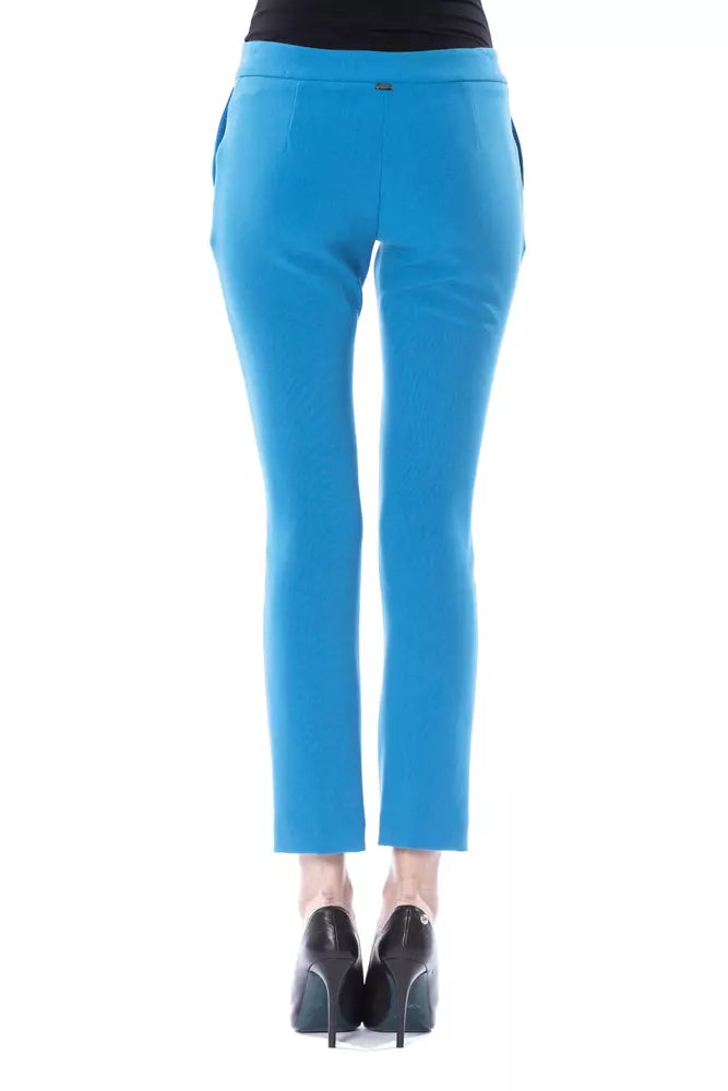 BYBLOS Chic Light Blue Skinny Pants na may Lateral Zip Closure