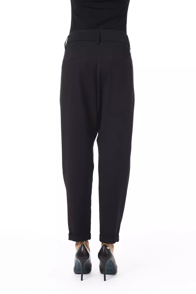 BYBLOS Elegant Oversized Black Trousers para sa Babae