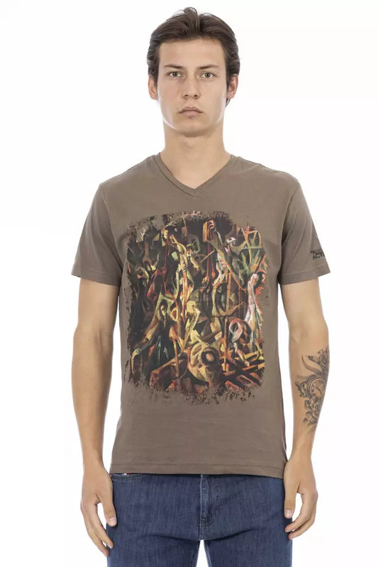 Trussardi Action Svelte V-Neck Tee na may Chic Front Print