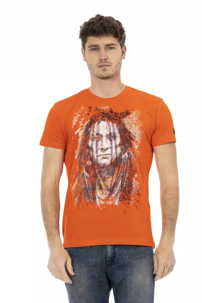 Trussardi Action Chic Orange Short Sleeve Tee na may Front Print