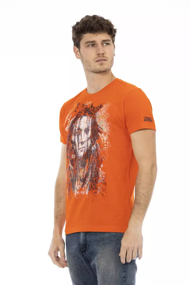 Trussardi Action Chic Orange Short Sleeve Tee na may Front Print