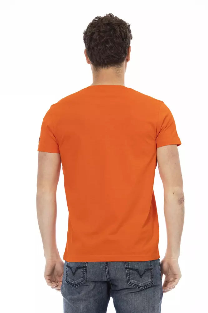 Trussardi Action Chic Orange Short Sleeve Tee na may Front Print