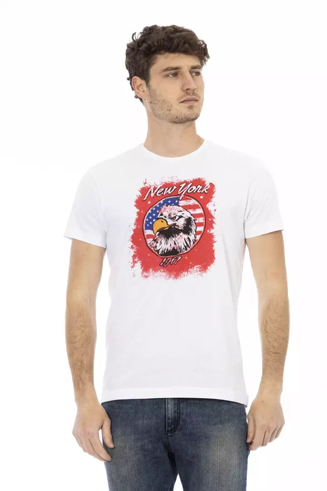 Trussardi Action Elegant White Tee na may Eksklusibong Front Print