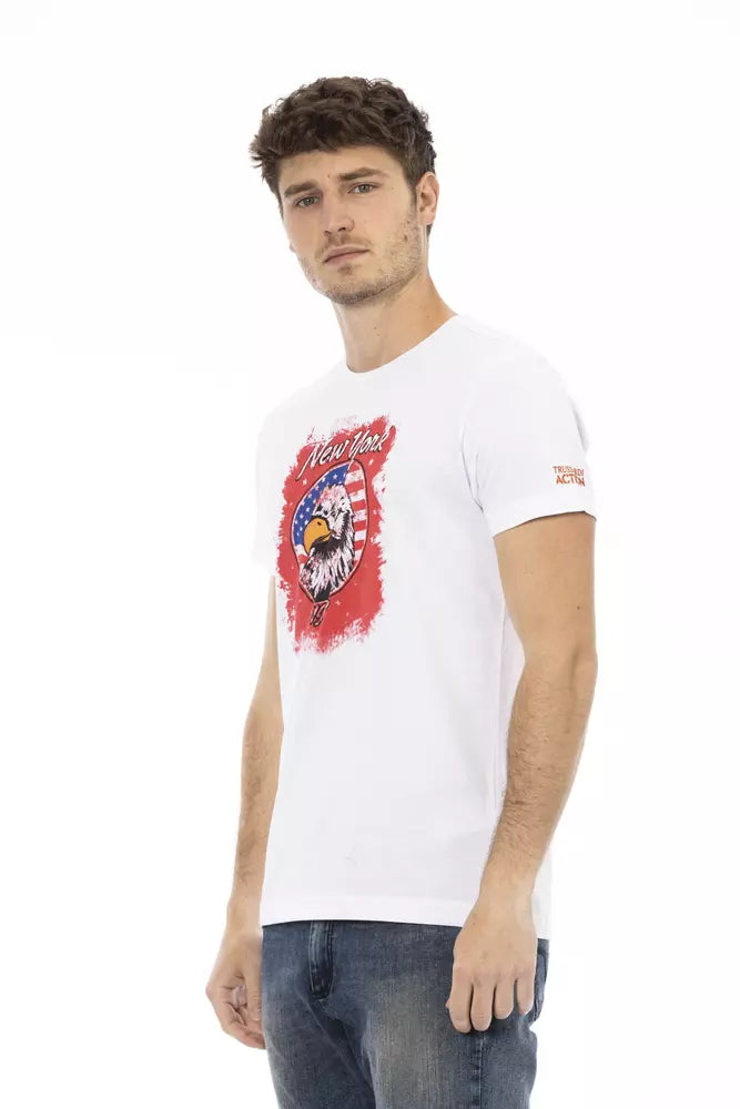 Trussardi Action Elegant White Tee na may Eksklusibong Front Print