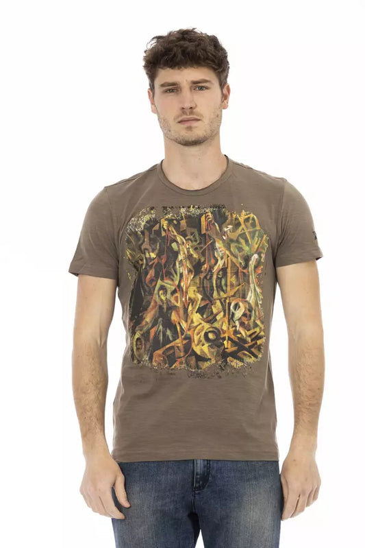 Trussardi Action Elevated Basics Brown Tee na may Front Print