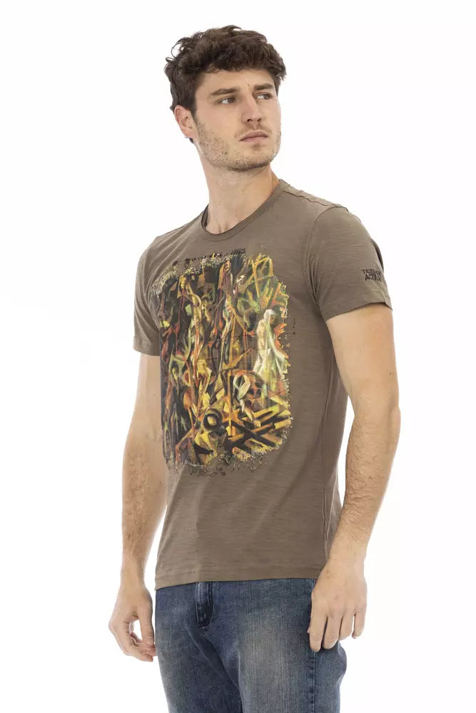 Trussardi Action Elevated Basics Brown Tee na may Front Print